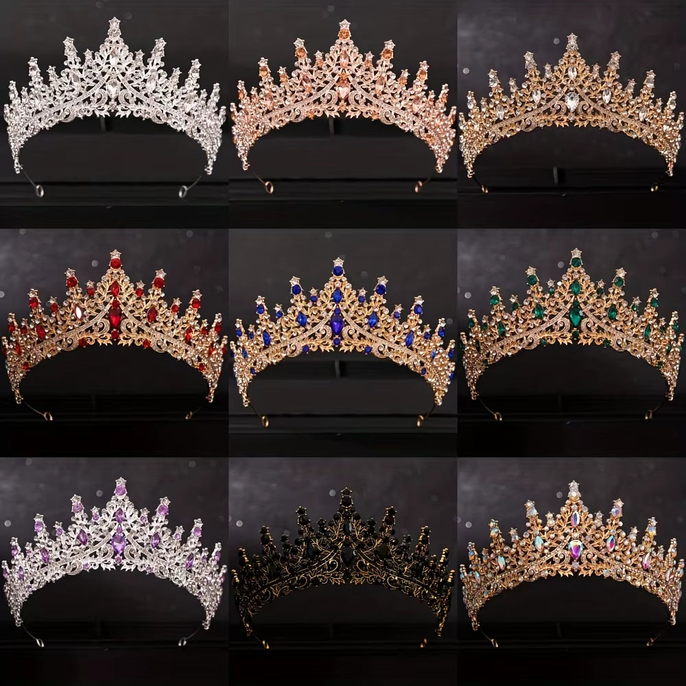 Baroque Crystal Tiaras and Crowns for Women Bride Rhinestone Prom Diadem Bridal Wedding Hair Accessories Jewelry Crown Tiara