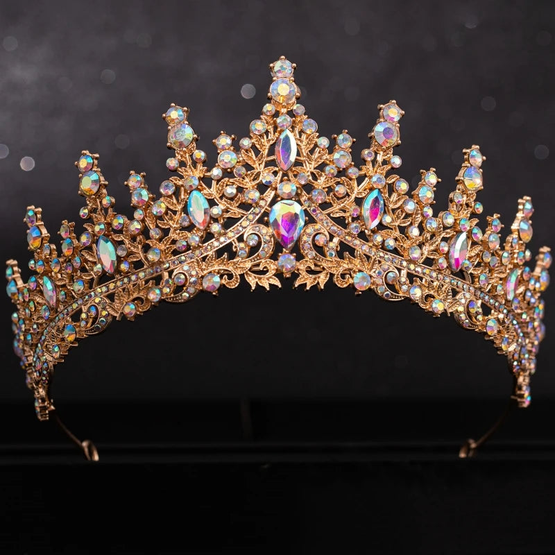 Baroque Crystal Tiaras and Crowns for Women Bride Rhinestone Prom Diadem Bridal Wedding Hair Accessories Jewelry Crown Tiara