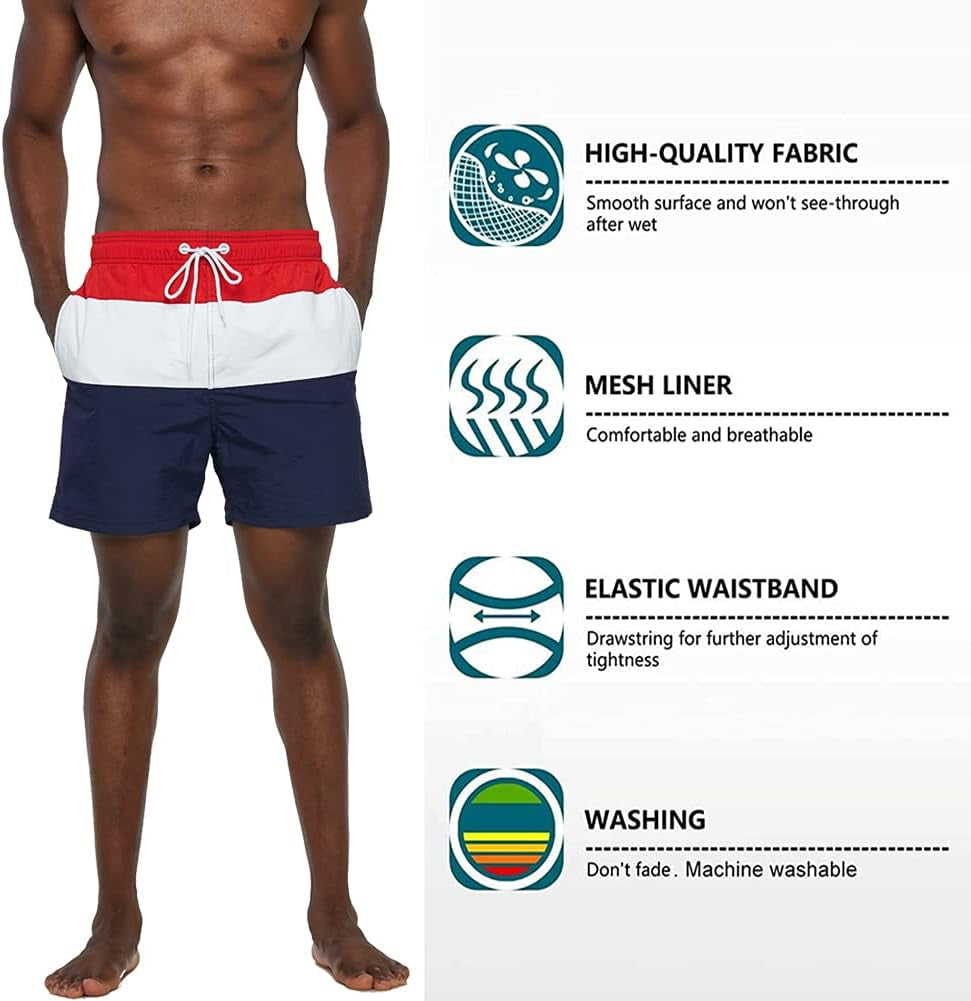 Mens Swim Trunks with Mesh Lining Quick Dry Beach Shorts Swimming Bathing Suits