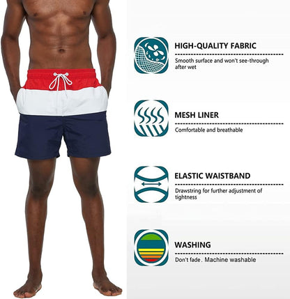 Mens Swim Trunks with Mesh Lining Quick Dry Beach Shorts Swimming Bathing Suits
