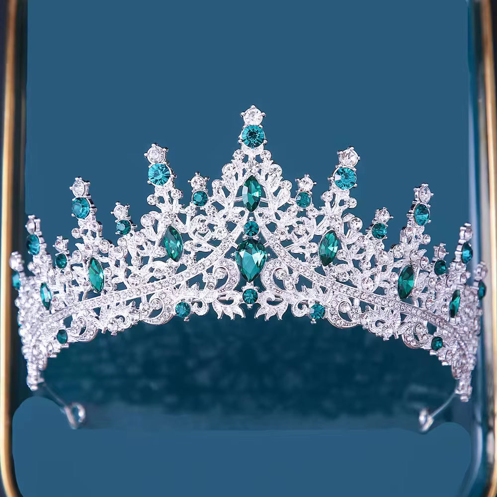 Baroque Crystal Tiaras and Crowns for Women Bride Rhinestone Prom Diadem Bridal Wedding Hair Accessories Jewelry Crown Tiara