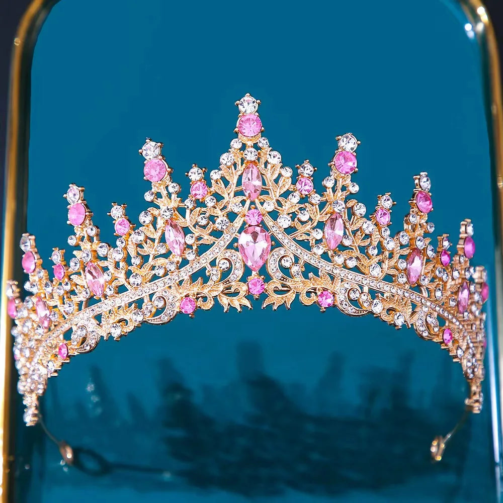 Baroque Crystal Tiaras and Crowns for Women Bride Rhinestone Prom Diadem Bridal Wedding Hair Accessories Jewelry Crown Tiara