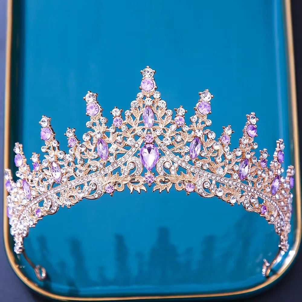 Baroque Crystal Tiaras and Crowns for Women Bride Rhinestone Prom Diadem Bridal Wedding Hair Accessories Jewelry Crown Tiara